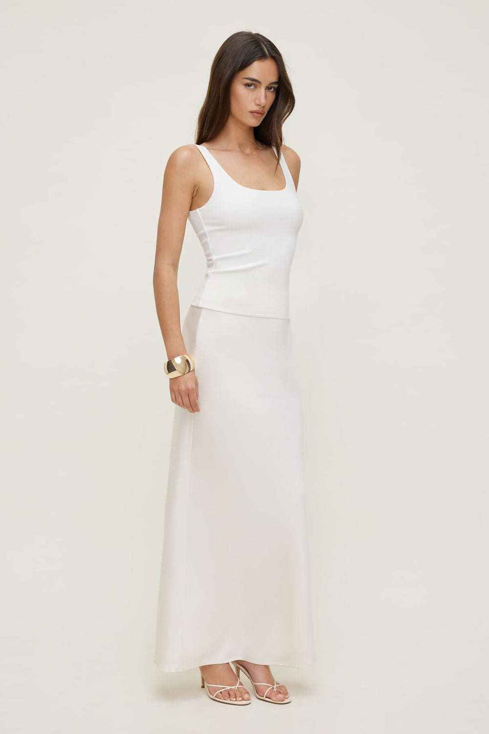 Dynamite Discount | Satin Maxi Skirt Beige
